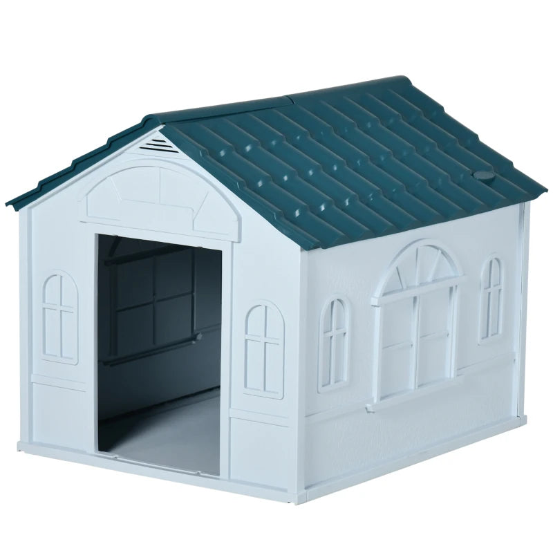 KFX-6591037 Water-Resistant Plastic Dog House for Small and Medium Dogs with Ventilation and Easy Assembly