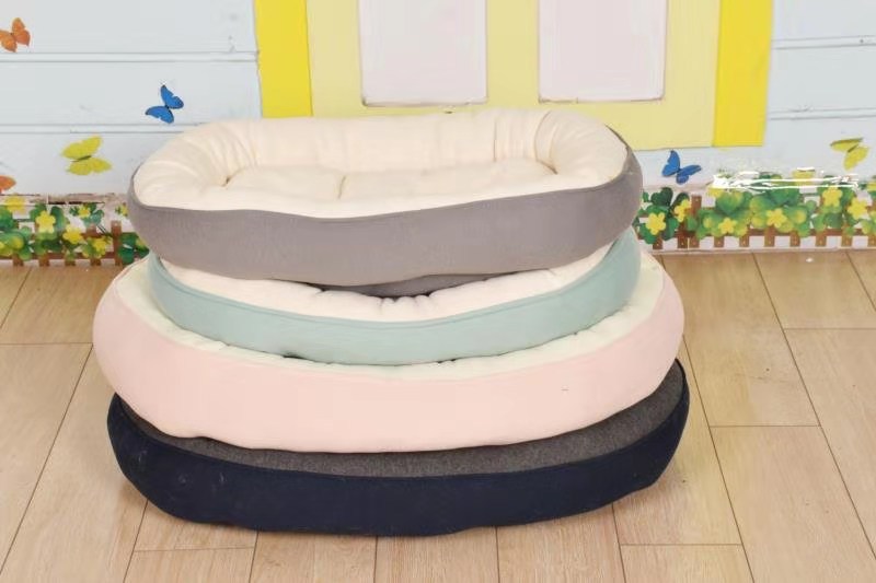 KFX-6591421 Thickened Round Plush Pet Basin in Green, Pink, Gray, Navy Blue - Small & Large Sizes Available