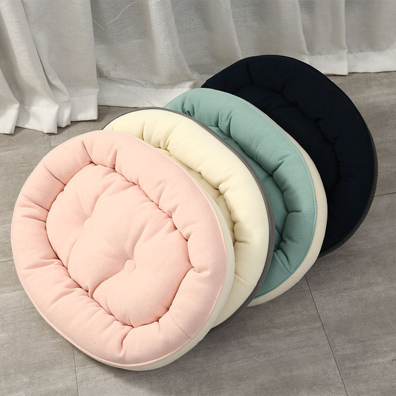 KFX-6591421 Thickened Round Plush Pet Basin in Green, Pink, Gray, Navy Blue - Small & Large Sizes Available