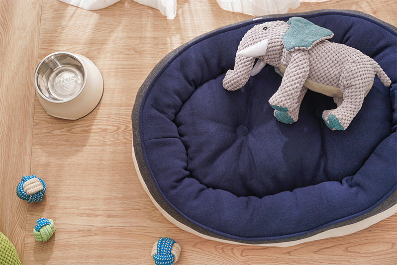 KFX-6591421 Thickened Round Plush Pet Basin in Green, Pink, Gray, Navy Blue - Small & Large Sizes Available