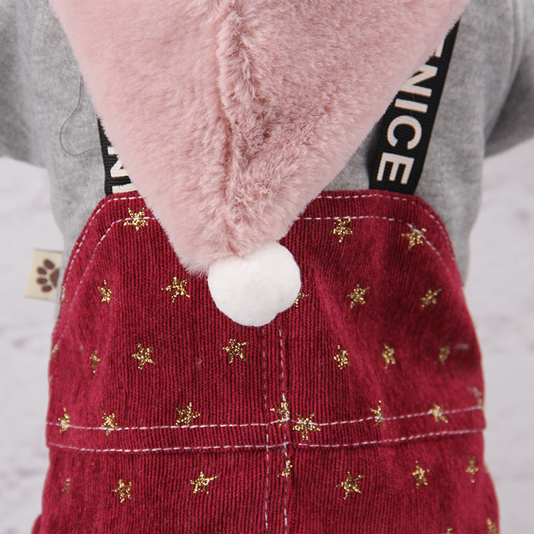 KFX-6592445 Hooded Sweatshirt for Dogs – Cozy Polyester Pet Outerwear in Wine Red & Smoke Gray