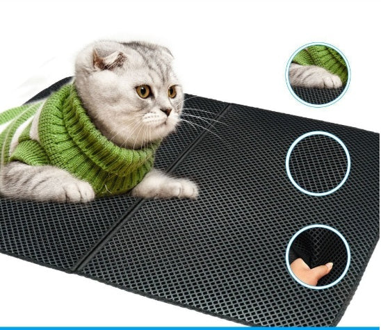 KFX-6592957 Waterproof Double Layer EVA Cat Litter Mat with Honeycomb Design for Easy Cleaning and Maximum Protection