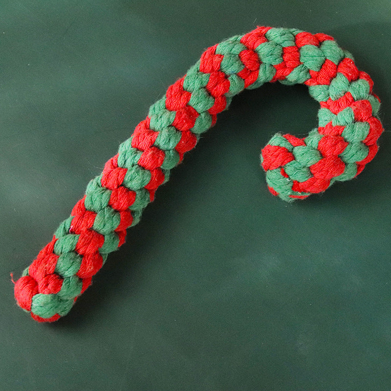 KFX-6595773 Christmas-Themed Interactive Cotton Rope Dog Toy Set for Small & Medium Dogs - Bite-Resistant & Tooth-Cleaning Fun