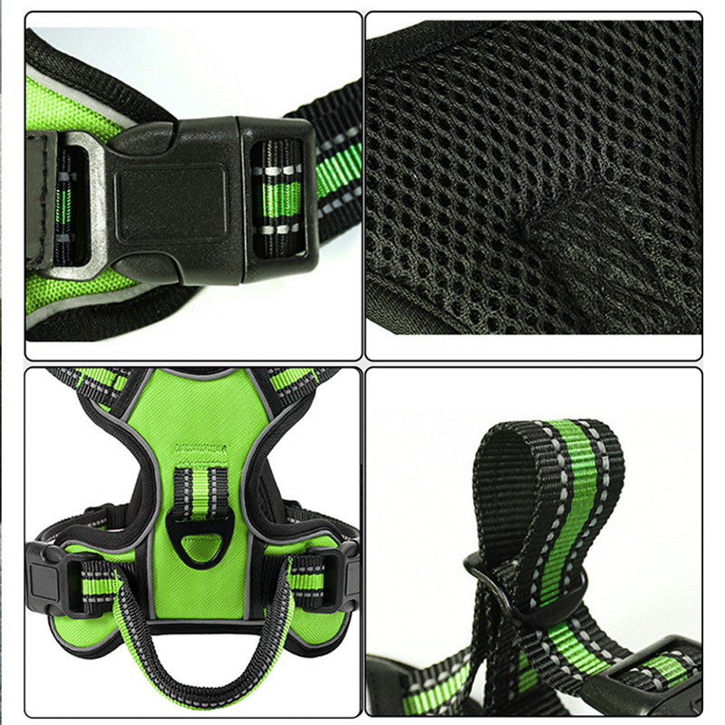 KFX-6596413 Reflective Breathable Dog Vest with Chest Strap and Hand-Holding Rope - Multiple Colors Available