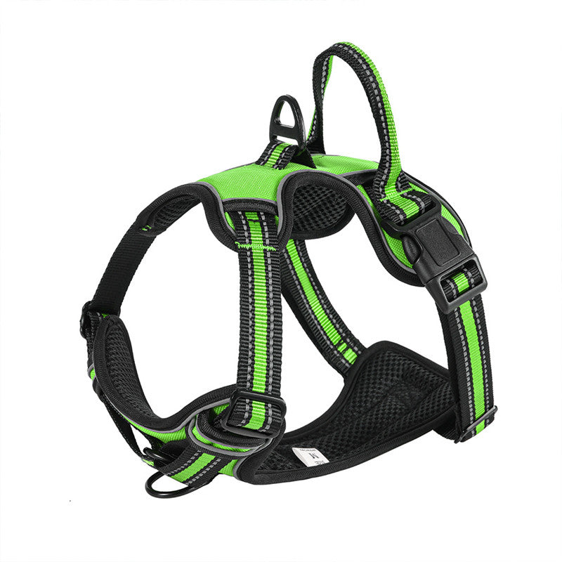 KFX-6596413 Reflective Breathable Dog Vest with Chest Strap and Hand-Holding Rope - Multiple Colors Available