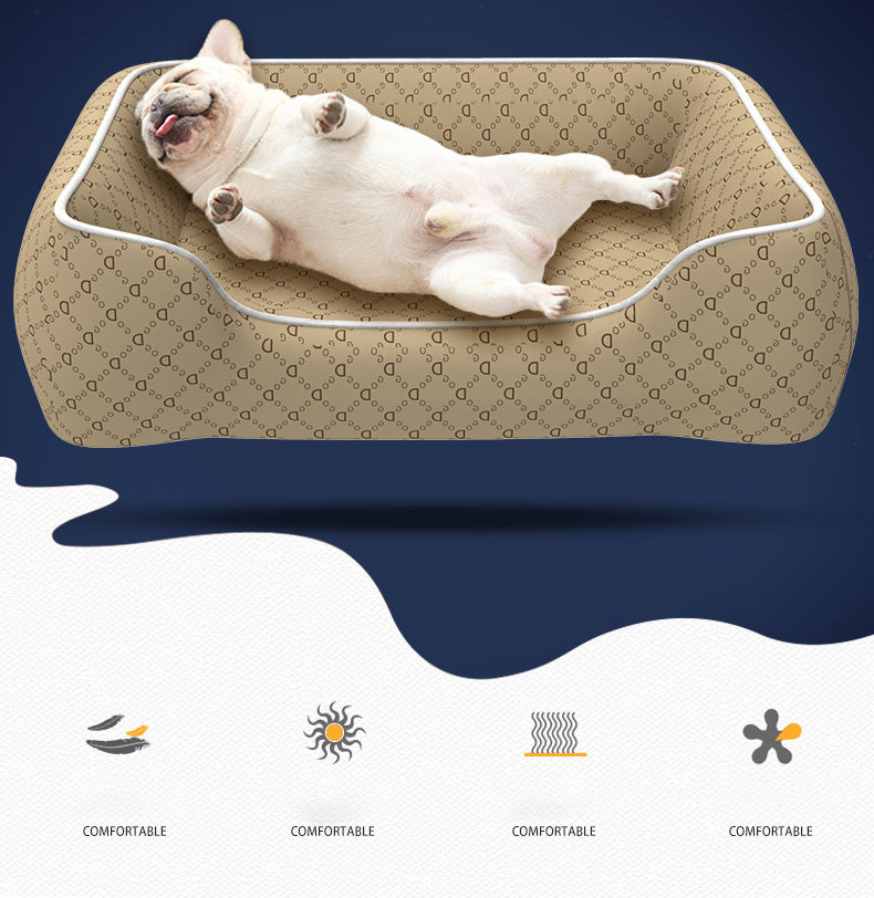 KFX-6597181 Waterproof Kennel for Small Pets, Bite and Scratch Resistant, All-Season Universal Bed, Easy-Clean Removable Cover, Corgi Stuffed Animal Design