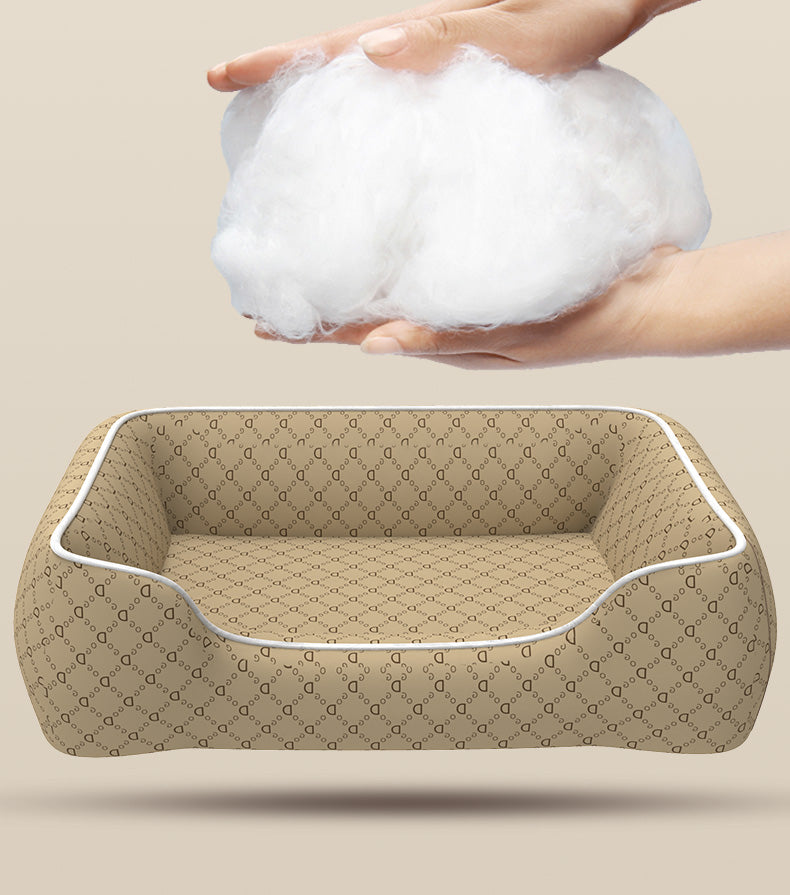 KFX-6597181 Waterproof Kennel for Small Pets, Bite and Scratch Resistant, All-Season Universal Bed, Easy-Clean Removable Cover, Corgi Stuffed Animal Design