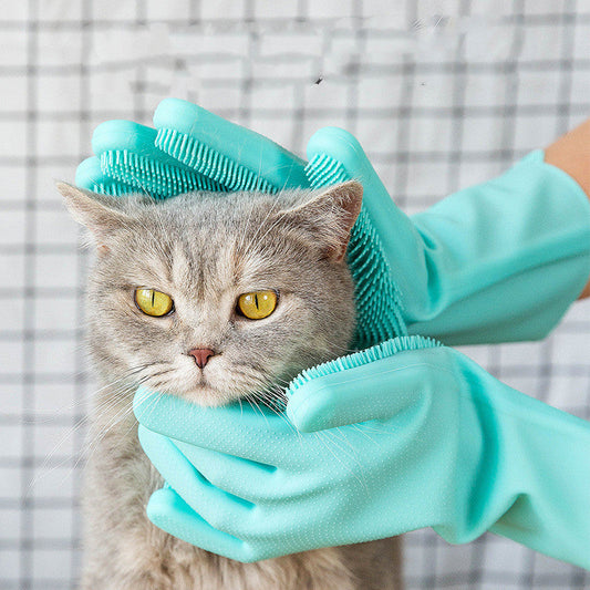 KFX-6598717 Silicone Pet Grooming Glove for Dogs and Cats - Massage and Shedding Brush