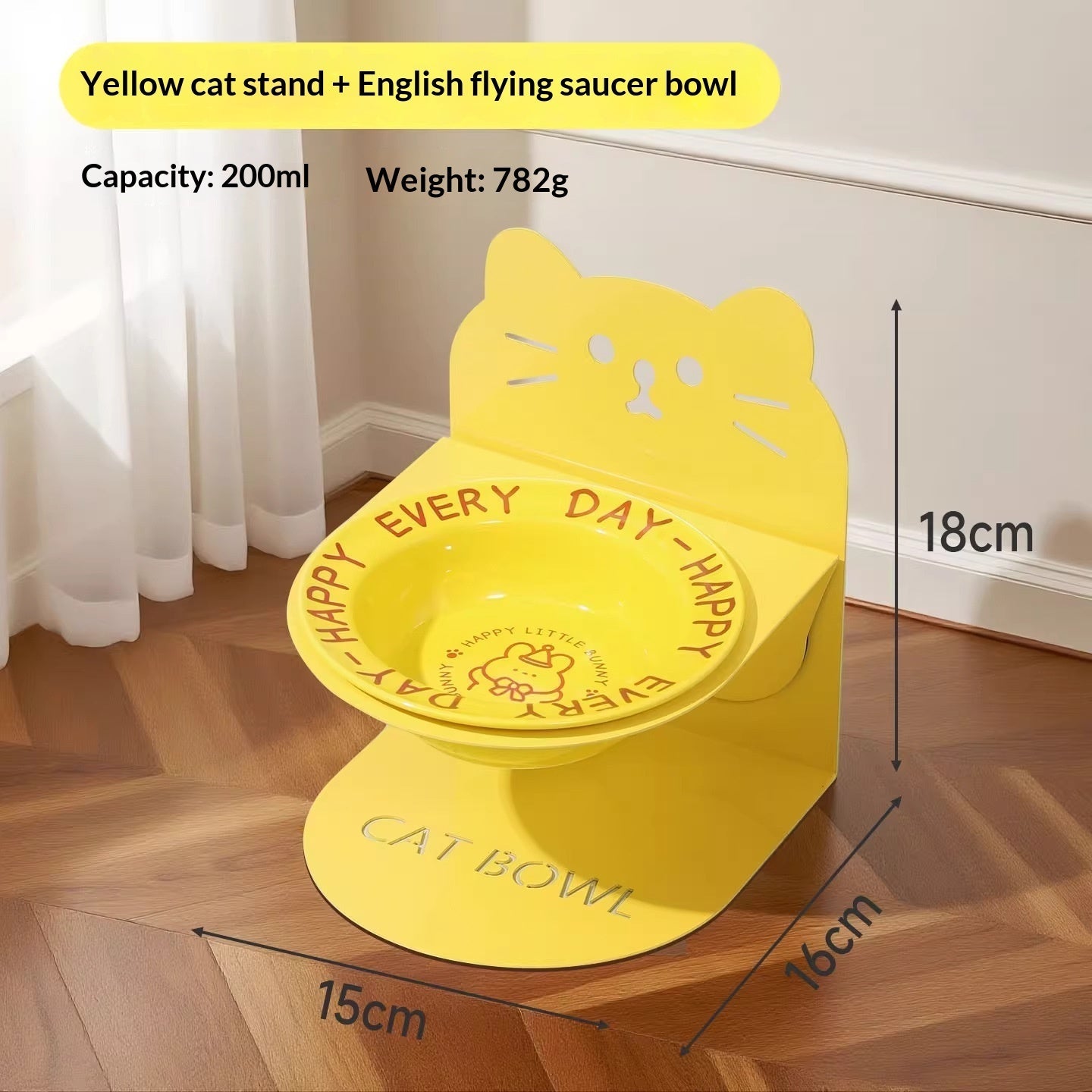 KFX-6599101 Ceramic Elevated Cat Bowl with Cervical Spine Protection for Comfortable Feeding