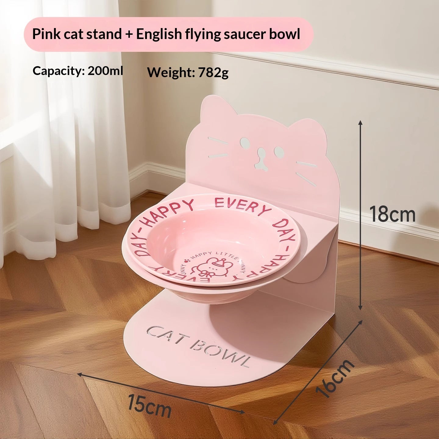 KFX-6599101 Ceramic Elevated Cat Bowl with Cervical Spine Protection for Comfortable Feeding