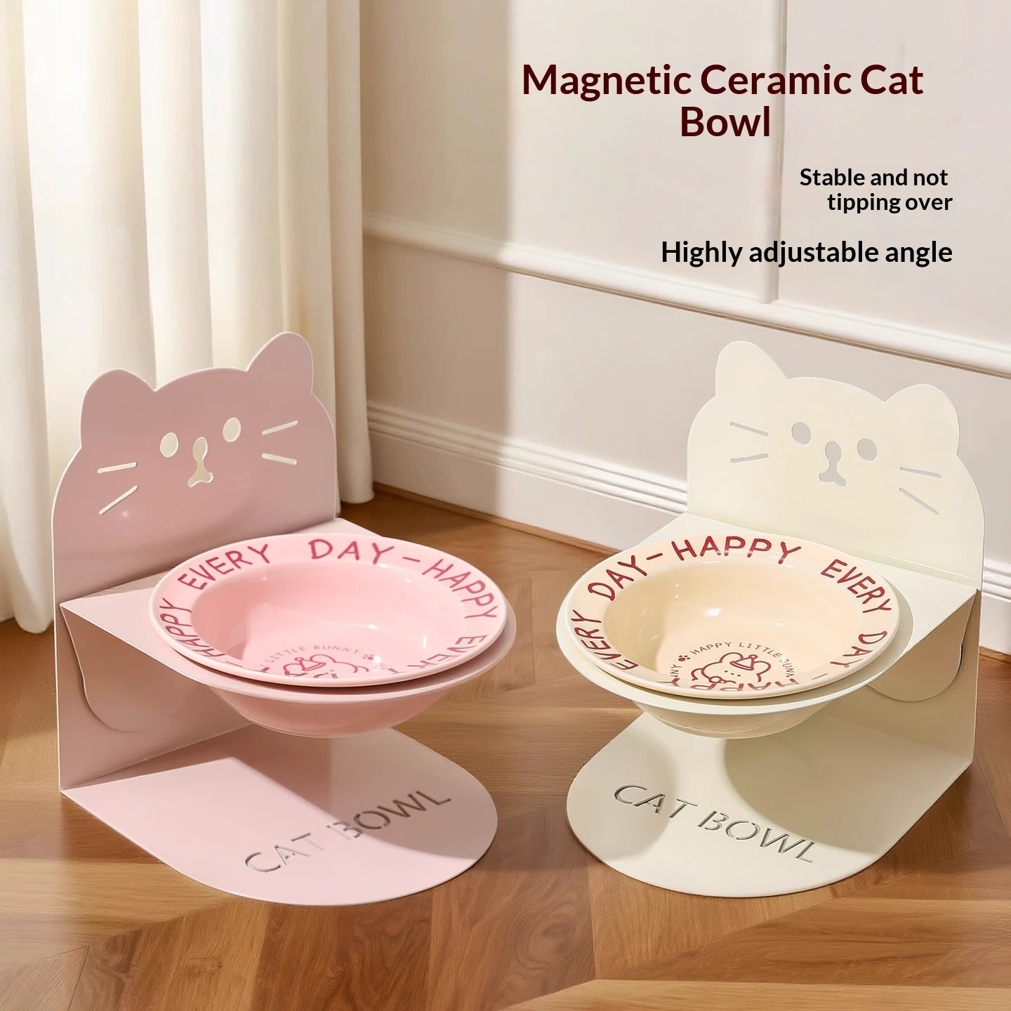 KFX-6599101 Ceramic Elevated Cat Bowl with Cervical Spine Protection for Comfortable Feeding