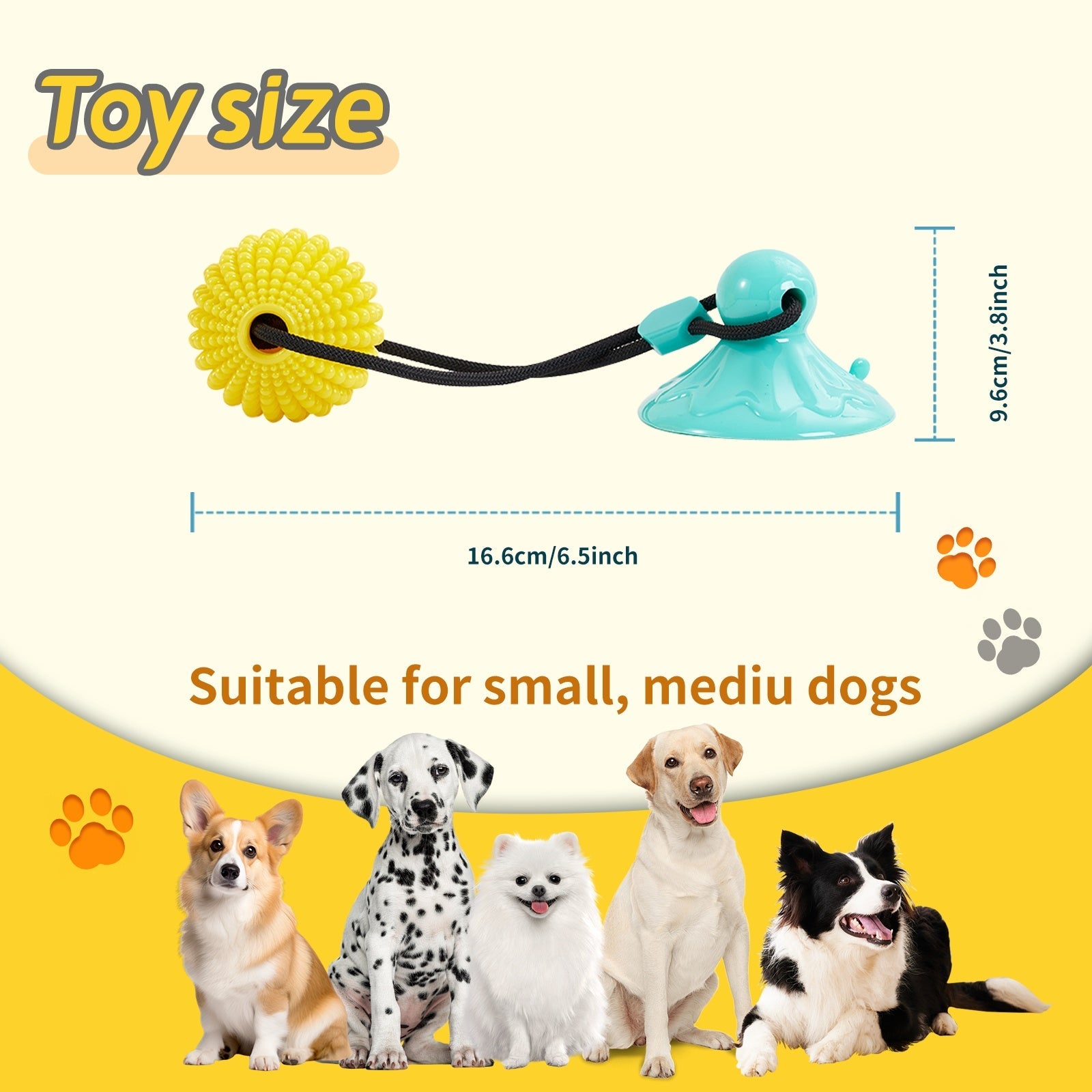 KFX-6600381 Interactive Suction Cup Corn Ball Chew Toys for Medium to Large Dogs - Tug of War & Teeth Cleaning