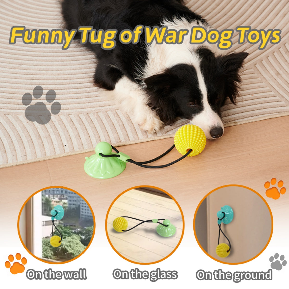 KFX-6600381 Interactive Suction Cup Corn Ball Chew Toys for Medium to Large Dogs - Tug of War & Teeth Cleaning