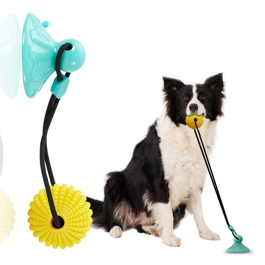 KFX-6600381 Interactive Suction Cup Corn Ball Chew Toys for Medium to Large Dogs - Tug of War & Teeth Cleaning