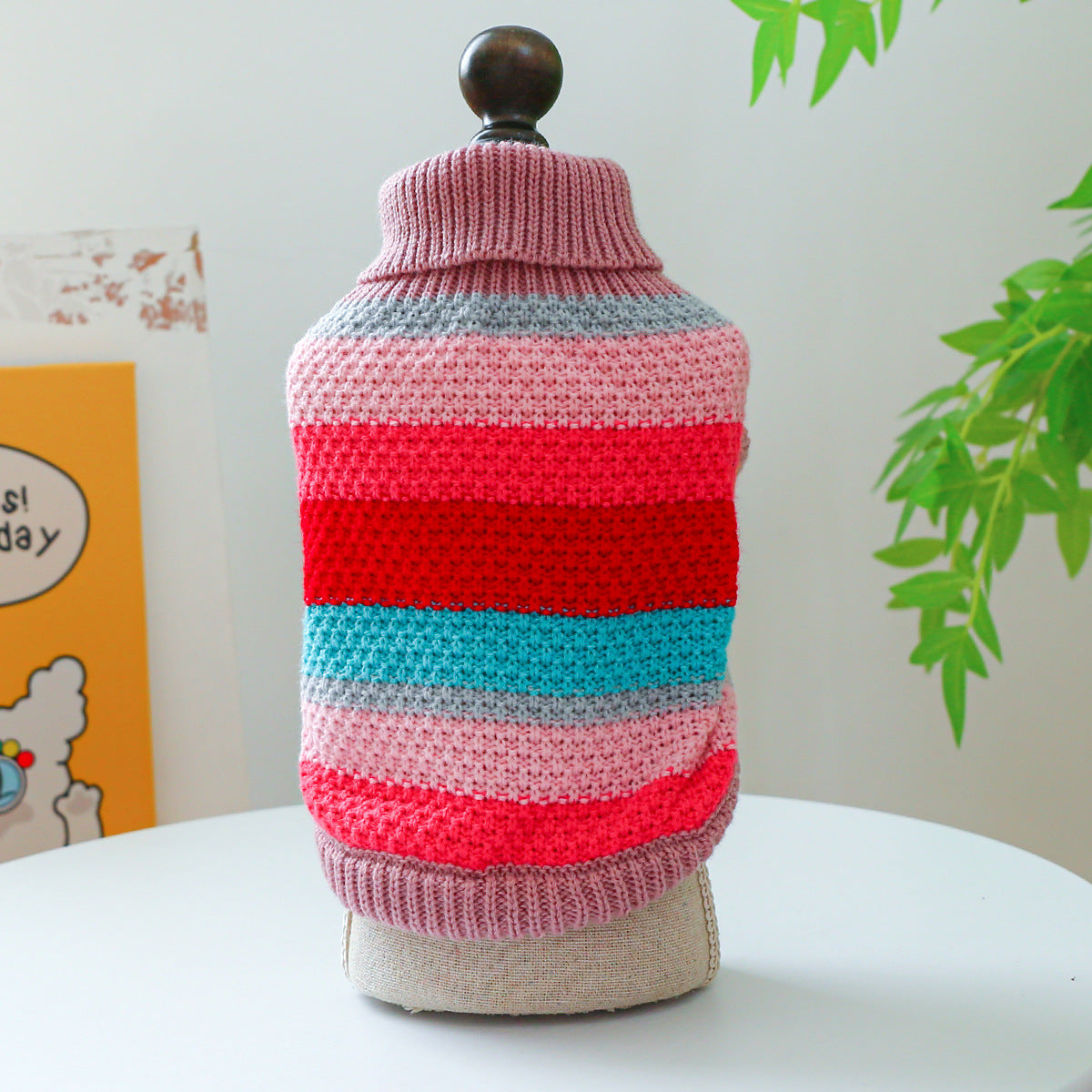 KFX-6600893 Colorful Striped Acrylic Sweater for Pets – Comfortable and Casual Design