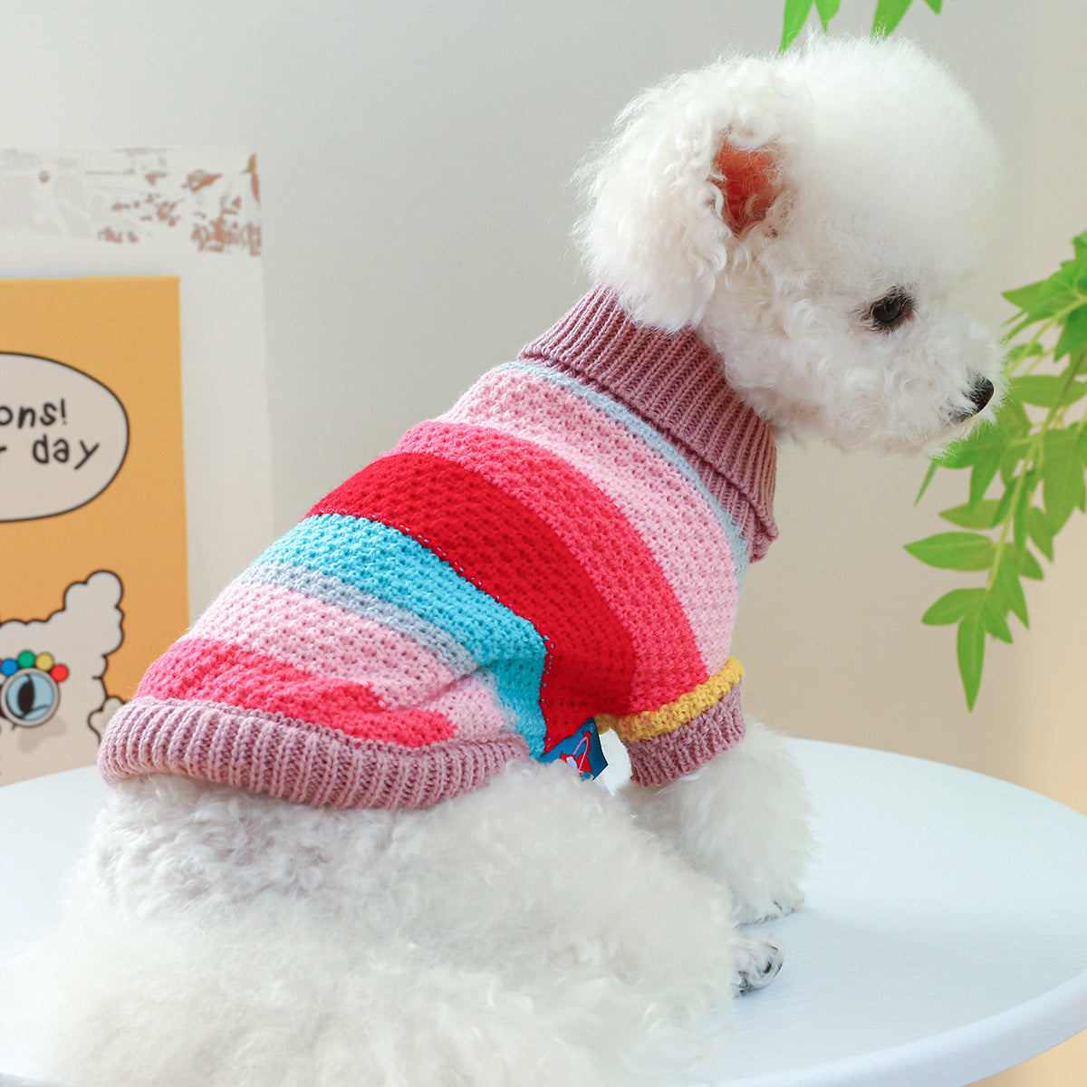 KFX-6600893 Colorful Striped Acrylic Sweater for Pets – Comfortable and Casual Design
