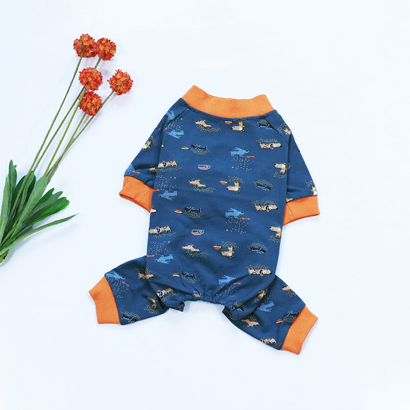 KFX-6601277 Casual Cotton Clothes for Small Dogs - Four-Legged Style, Various Sizes Available