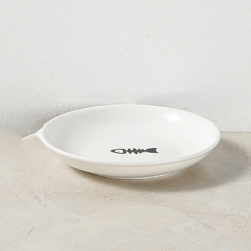 KFX-6603069 Ceramic Cat and Dog High Bowl with Bamboo Frame - Shallow Mouth Design for Comfort
