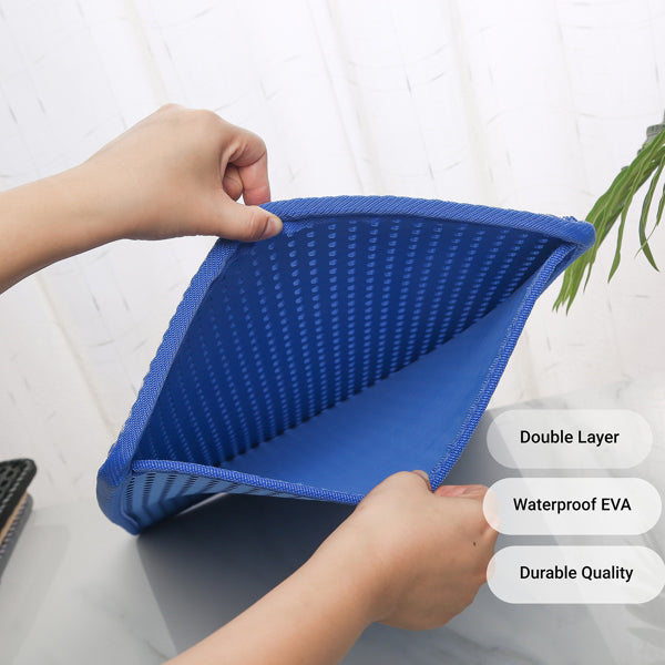 KFX-6604733 Double-Layer Rice Cat Litter Mat with Waterproof EVA Design for Easy Cleaning and Litter Trapping
