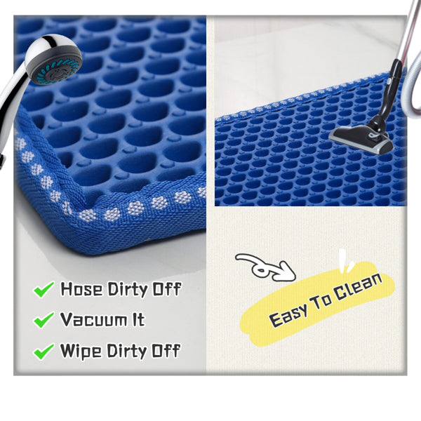 KFX-6604733 Double-Layer Rice Cat Litter Mat with Waterproof EVA Design for Easy Cleaning and Litter Trapping