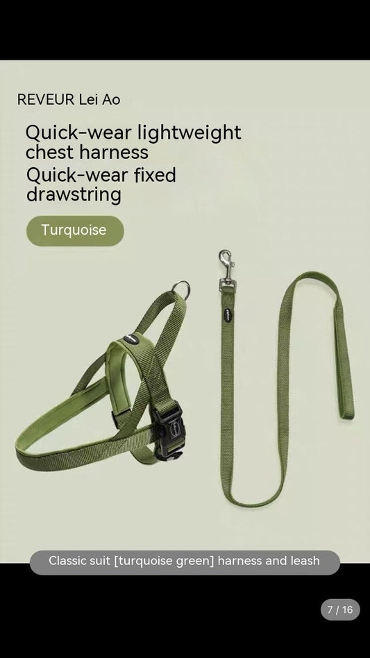 KFX-6607933 Dog Vest Harness with Explosive-Resistant Rope, Available in Army Green, Light Blue, and Light Purple