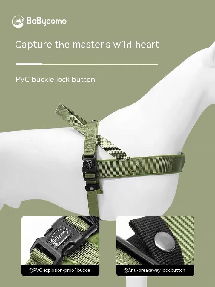 KFX-6607933 Dog Vest Harness with Explosive-Resistant Rope, Available in Army Green, Light Blue, and Light Purple