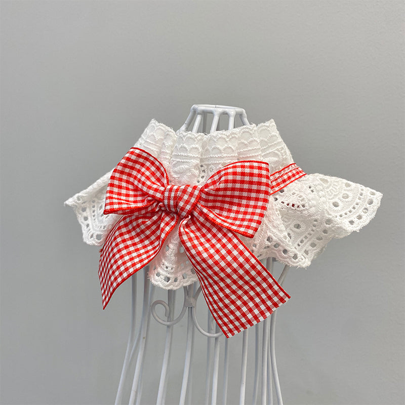 KFX-6608317 Stylish Red and Black Pet Bow Tie Bib for Dogs and Cats, Sizes XS to XL