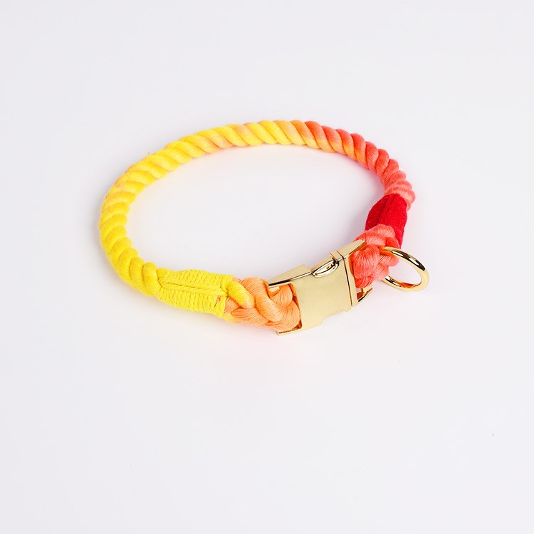 KFX-6608445 Woven Gradient Color Cotton Dog Collar for Pets in Various Vibrant Shades
