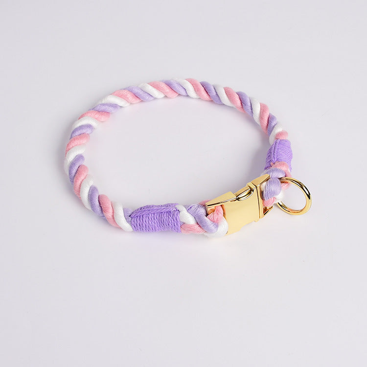 KFX-6608445 Woven Gradient Color Cotton Dog Collar for Pets in Various Vibrant Shades