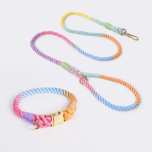 KFX-6608445 Woven Gradient Color Cotton Dog Collar for Pets in Various Vibrant Shades