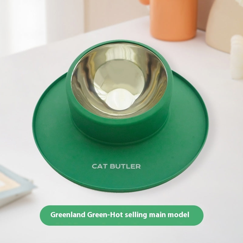 KFX-6608829 Silicone Non-slip Pet Bowl with Stainless Steel Insert - Leak-proof Design for Cats and Dogs