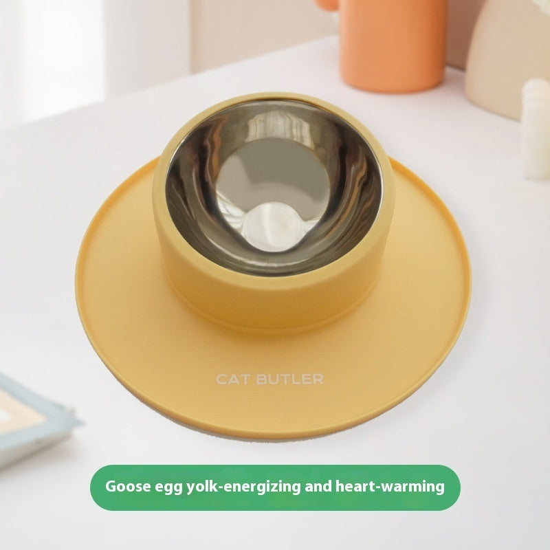 KFX-6608829 Silicone Non-slip Pet Bowl with Stainless Steel Insert - Leak-proof Design for Cats and Dogs