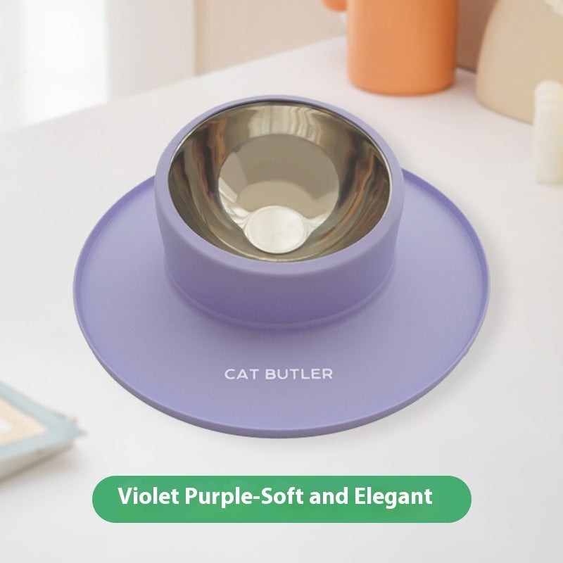 KFX-6608829 Silicone Non-slip Pet Bowl with Stainless Steel Insert - Leak-proof Design for Cats and Dogs