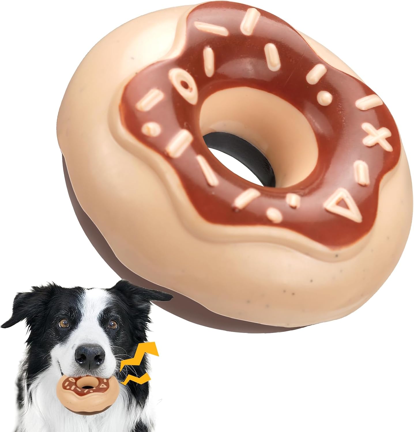 KFX-6610109 Durable Chewy Donut Dog Toy for Teeth Grinding, Interactive Play, and Squeaky Fun for All Breeds