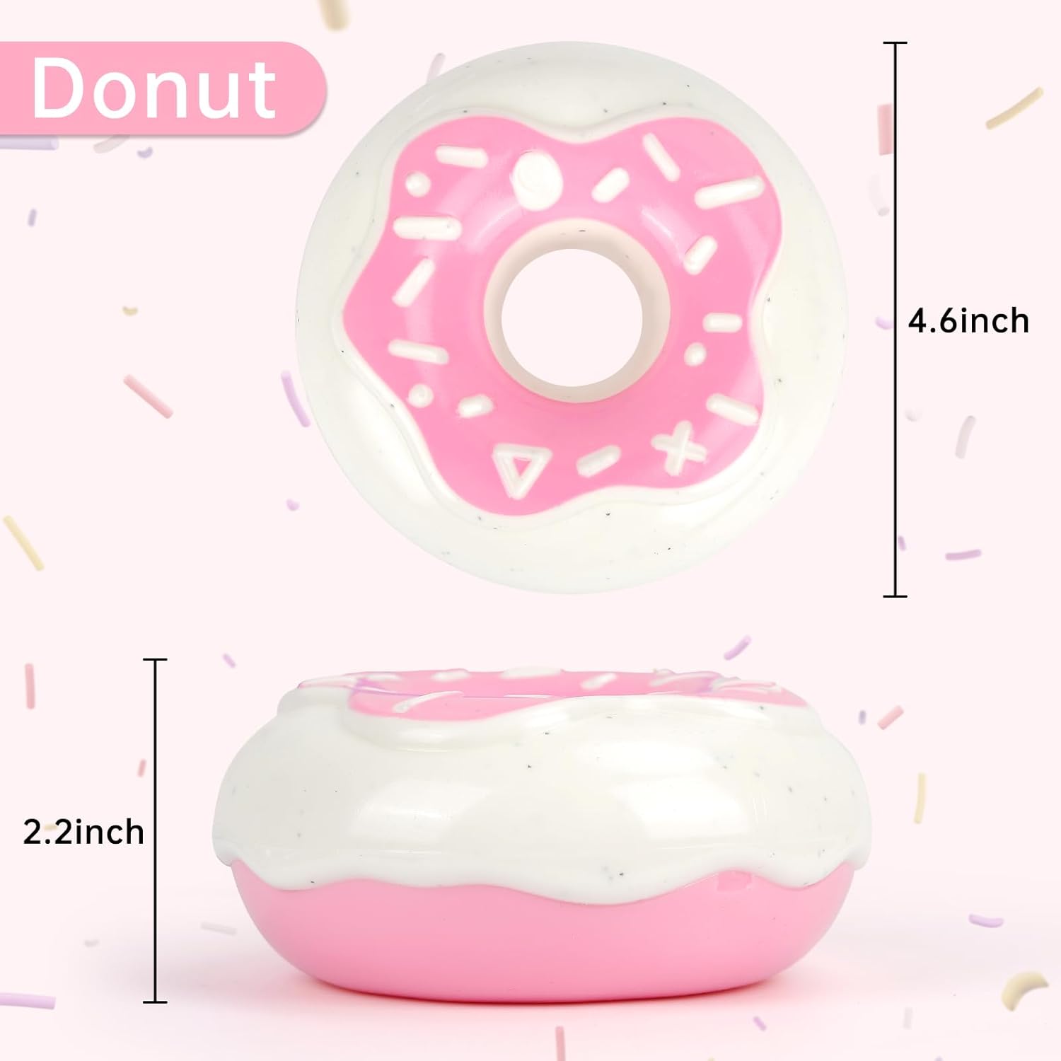 KFX-6610109 Durable Chewy Donut Dog Toy for Teeth Grinding, Interactive Play, and Squeaky Fun for All Breeds
