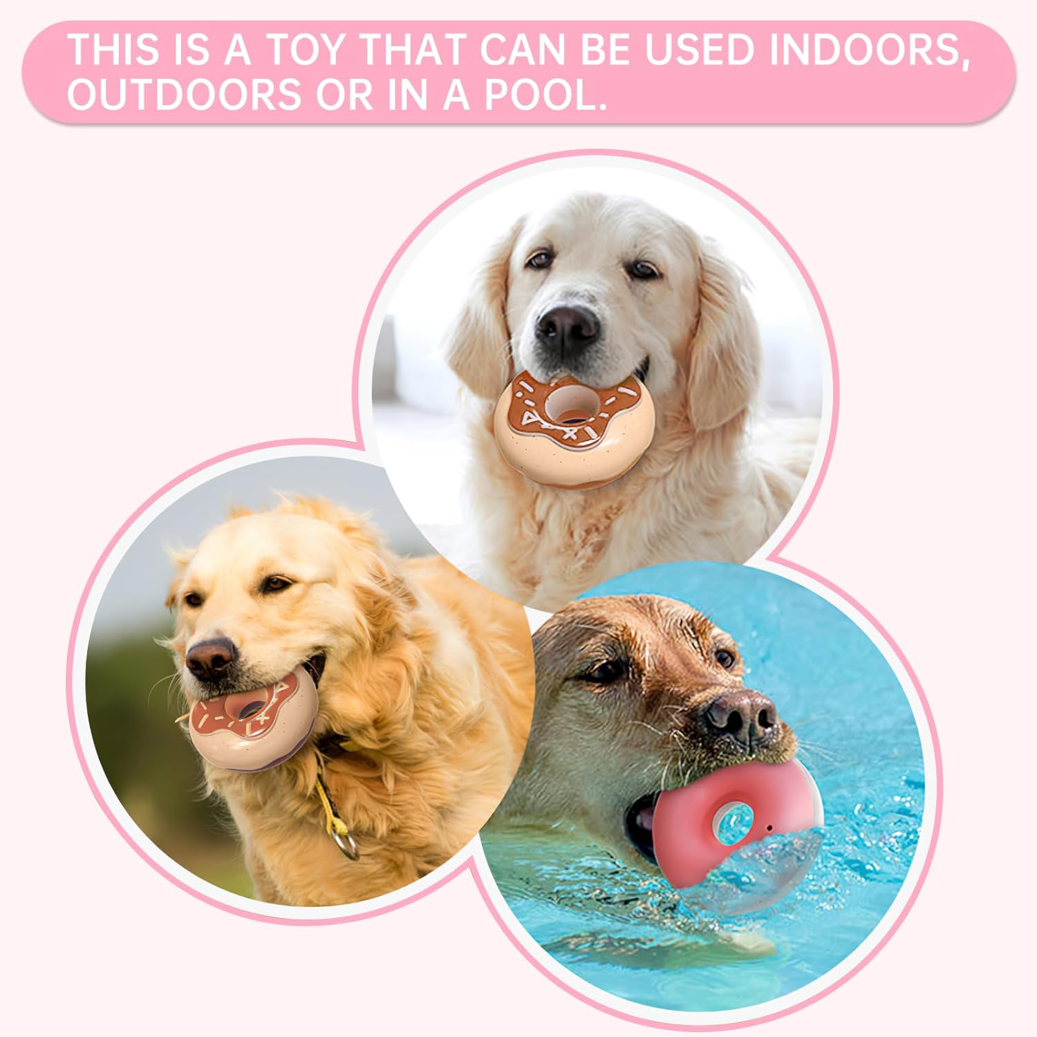 KFX-6610109 Durable Chewy Donut Dog Toy for Teeth Grinding, Interactive Play, and Squeaky Fun for All Breeds