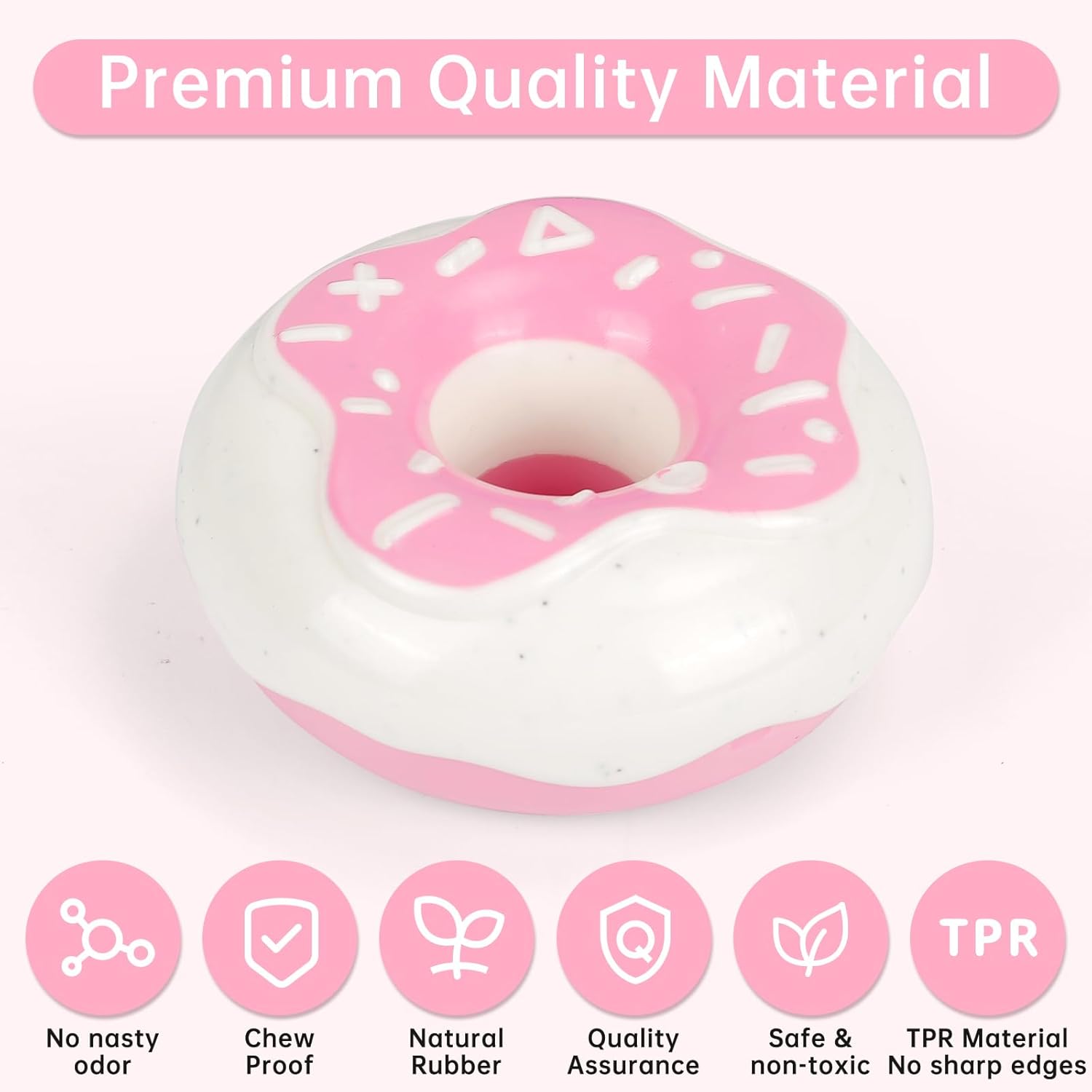 KFX-6610109 Durable Chewy Donut Dog Toy for Teeth Grinding, Interactive Play, and Squeaky Fun for All Breeds