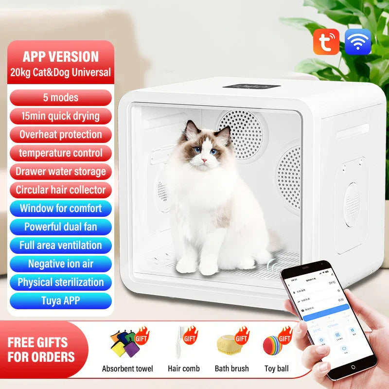 KFX-661011 Ultra Quiet Smart Pet Dryer Box with Temperature Control and Fast Drying for Cats and Small Animals
