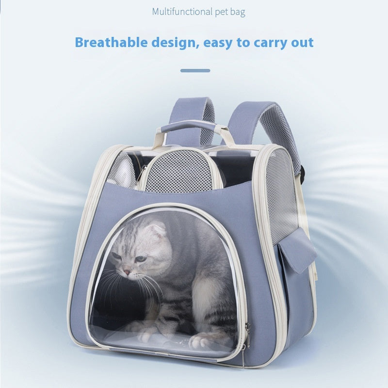 KFX-6610877 Portable Foldable Pet Carrier Bag - Medium Capacity, Soft PU PVC, Available in Blue, Pink, Green, Gray, White