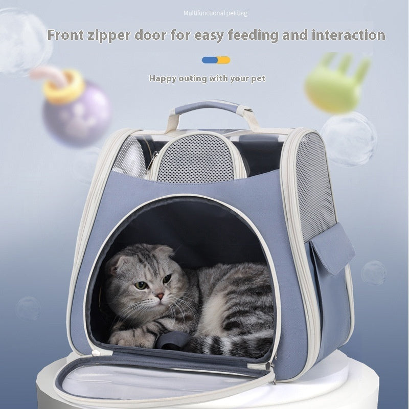 KFX-6610877 Portable Foldable Pet Carrier Bag - Medium Capacity, Soft PU PVC, Available in Blue, Pink, Green, Gray, White