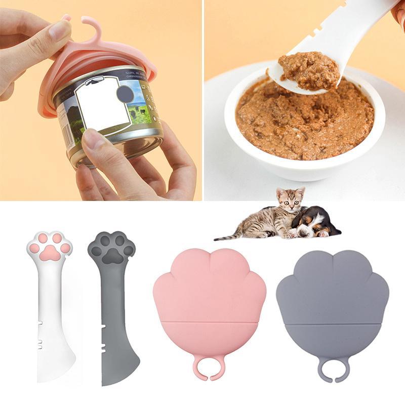 KFX-6612413 Pet Food Spoon and Lid Set - Multifunctional Wet/Dry Food Jar Opener for Cats and Dogs