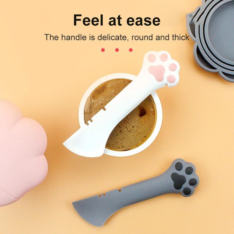 KFX-6612413 Pet Food Spoon and Lid Set - Multifunctional Wet/Dry Food Jar Opener for Cats and Dogs