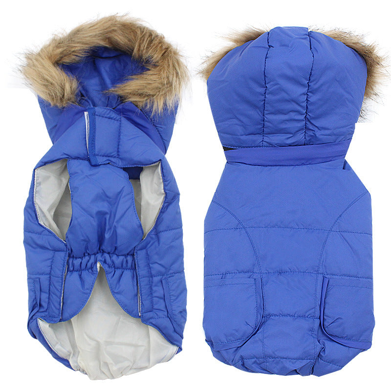KFX-6614973 Winter Detachable Hooded Dog Clothes with Fur Collar in Various Colors