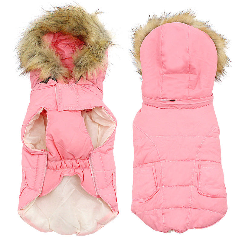 KFX-6614973 Winter Detachable Hooded Dog Clothes with Fur Collar in Various Colors