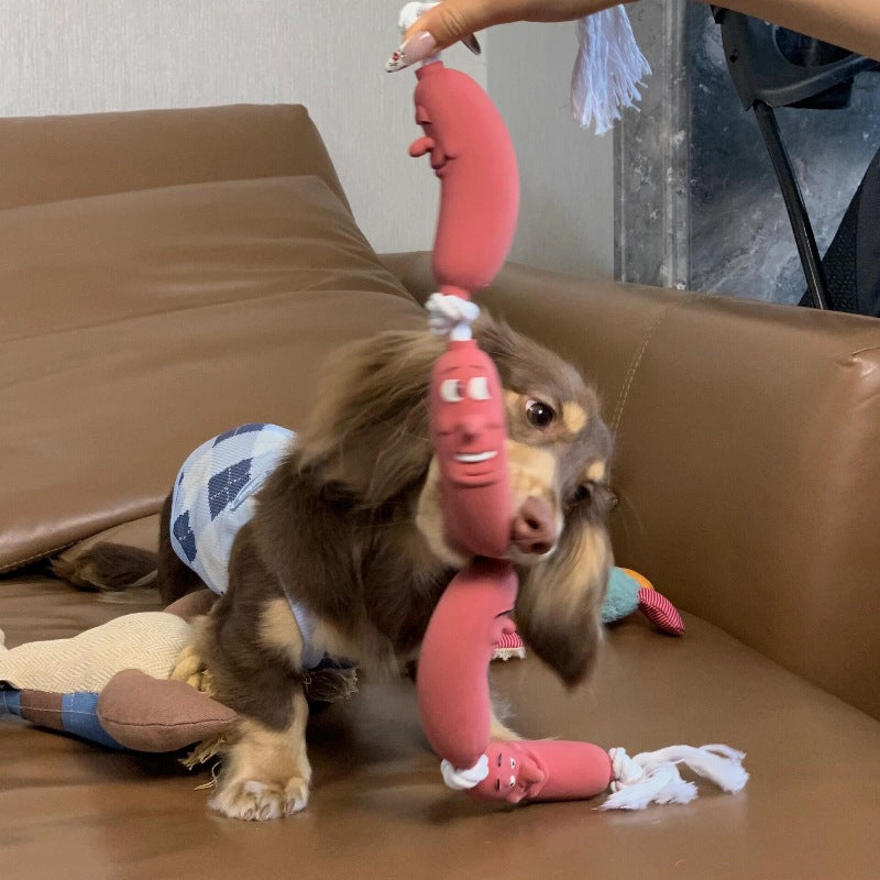 KFX-6615869 Brown Sausage Rope Toy for Dogs and Cats, 108cm Long, Durable Handheld Design