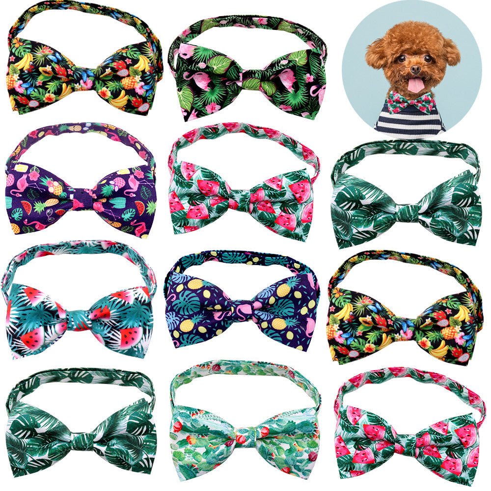 KFX-6616637 Tropical Fruit-Themed Bow Tie for Dogs and Cats - Cactus, Pineapple, Lemon Patterns