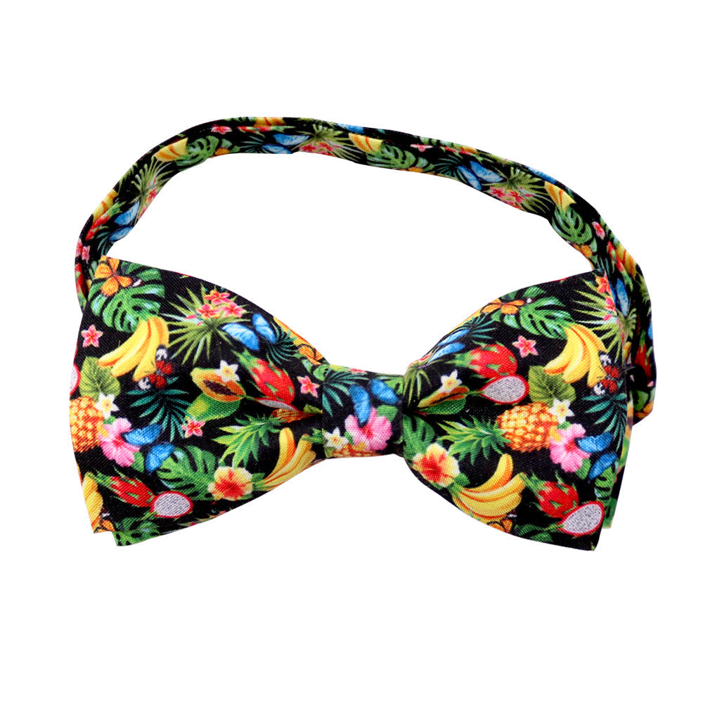 KFX-6616637 Tropical Fruit-Themed Bow Tie for Dogs and Cats - Cactus, Pineapple, Lemon Patterns