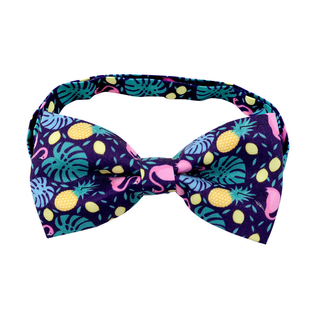 KFX-6616637 Tropical Fruit-Themed Bow Tie for Dogs and Cats - Cactus, Pineapple, Lemon Patterns