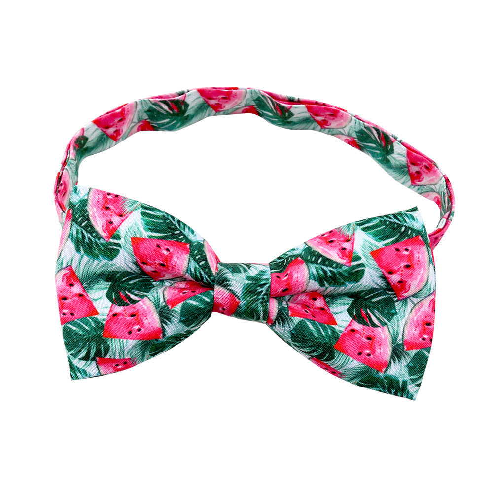 KFX-6616637 Tropical Fruit-Themed Bow Tie for Dogs and Cats - Cactus, Pineapple, Lemon Patterns