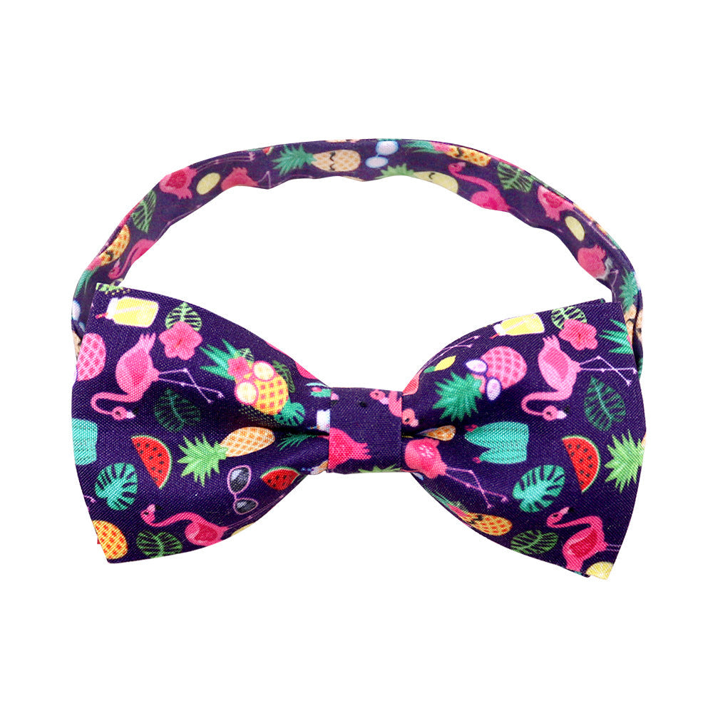 KFX-6616637 Tropical Fruit-Themed Bow Tie for Dogs and Cats - Cactus, Pineapple, Lemon Patterns